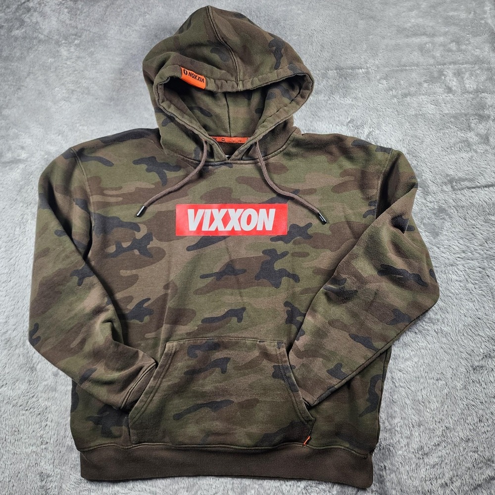 VIXXON Hoodie Womens XL Green Dixxon Camo Box Logo Fleece Pullover Streetwear
